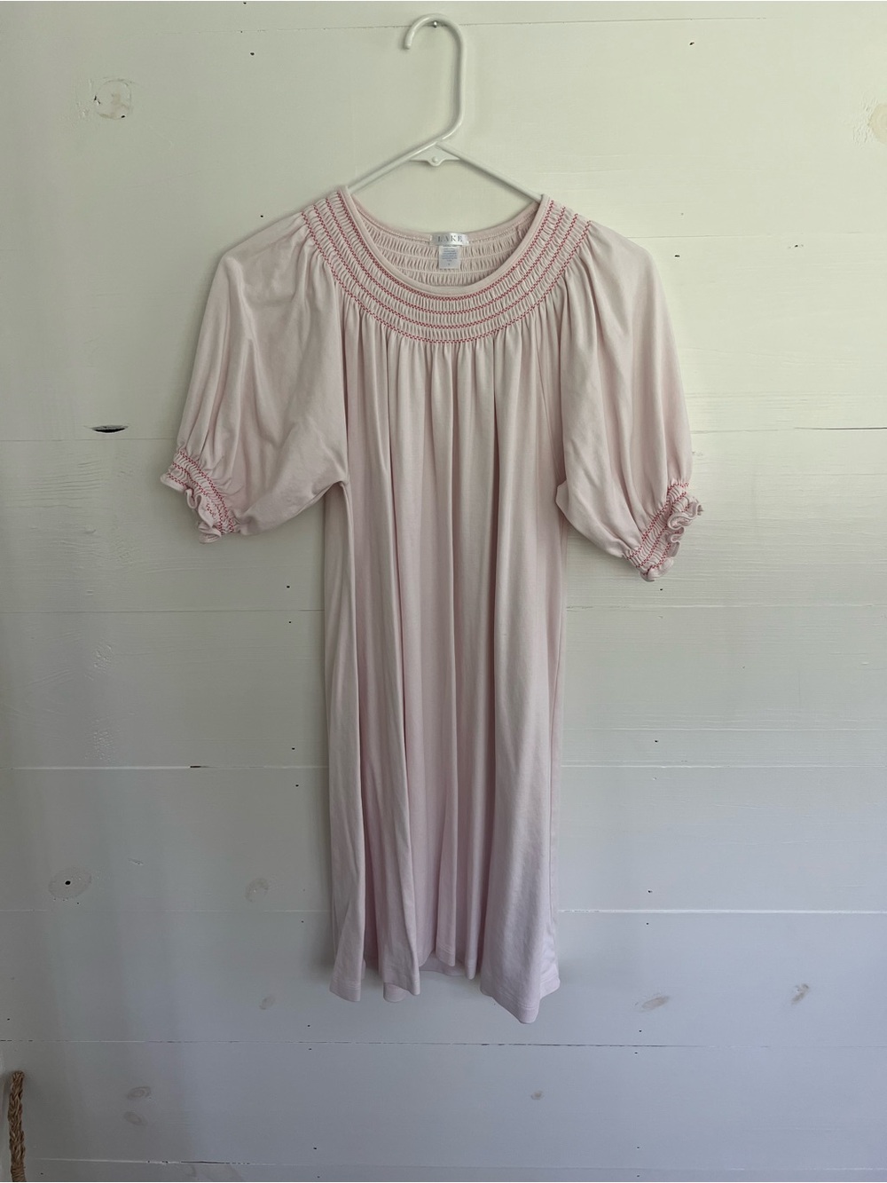 Women's Light Pink Smocked Neck Nightgown